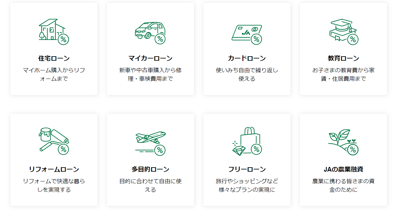 JAのローン8種類